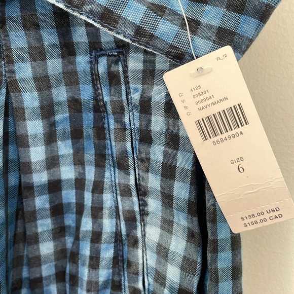 BNWT Maeve by Anthropologie Maeve Gingham Plaid Blue Pants Size 6 - Picture 7 of 14